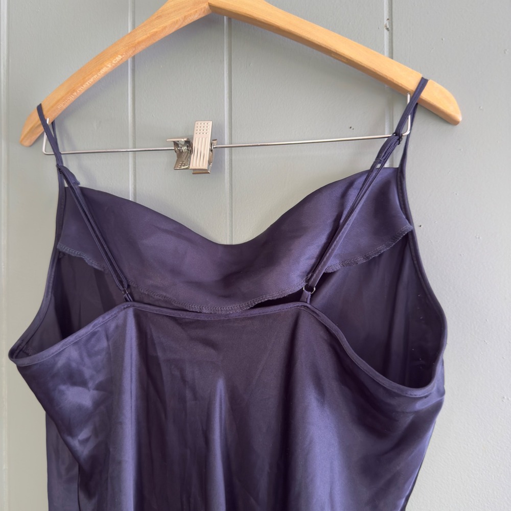 bebe Navy Satin Cowl Midi Slip Dress - Picture 7 of 12